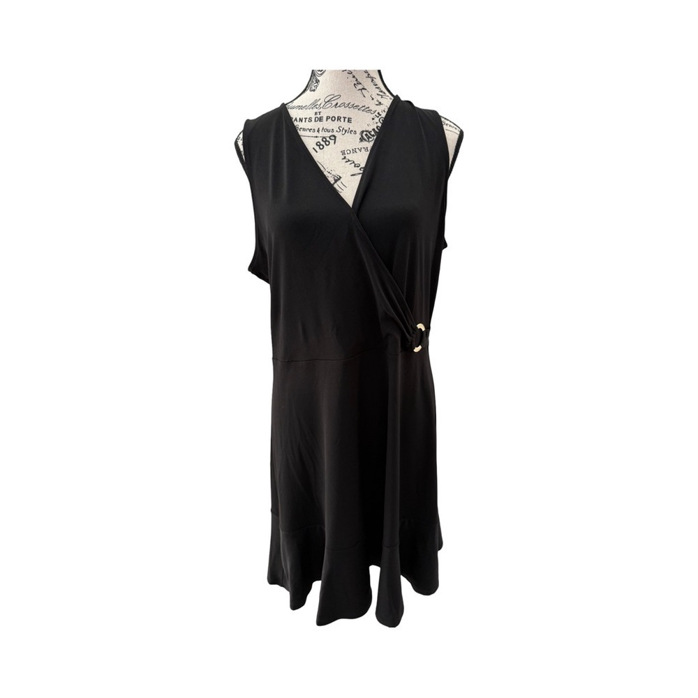 Michael Michael Kors Black Faux Wrap Sleeveless Dress NWT Size L